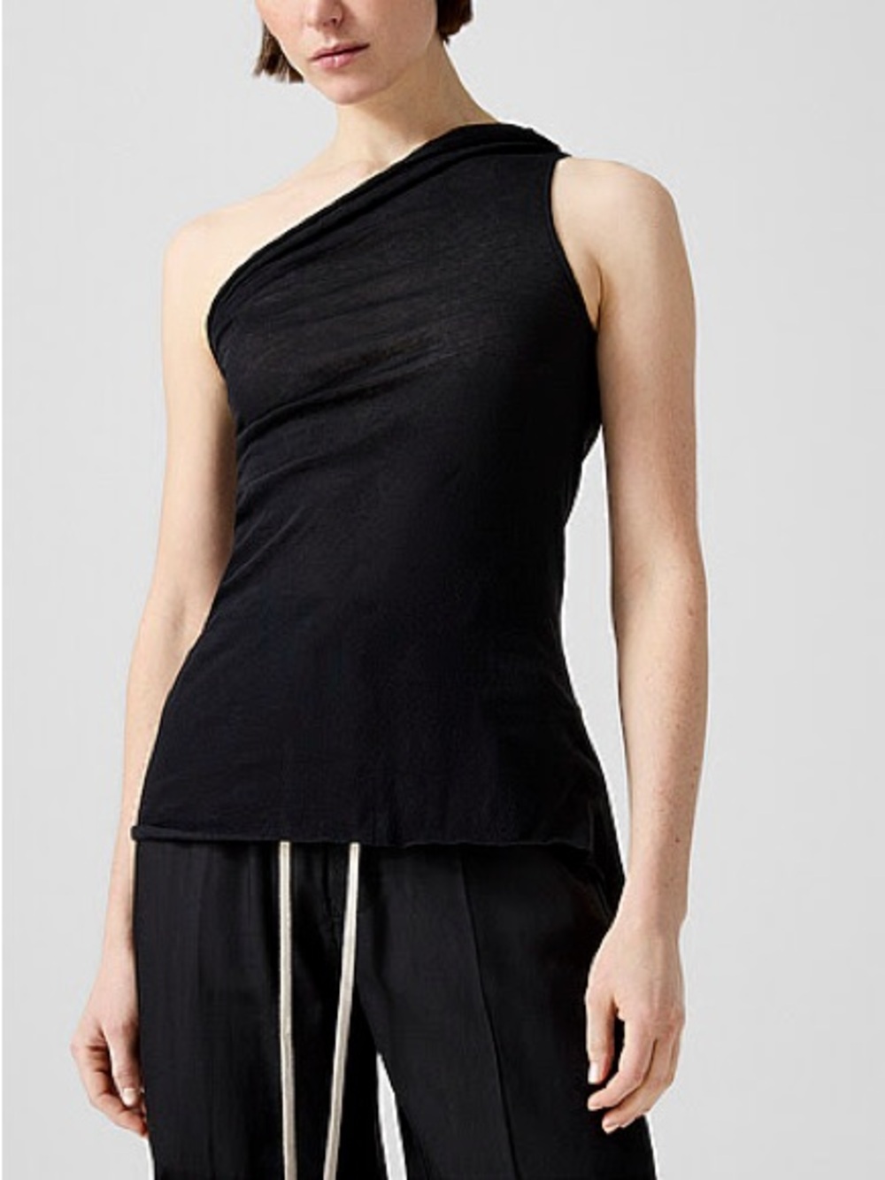 Athena One-Shoulder Black Women's Draped Top